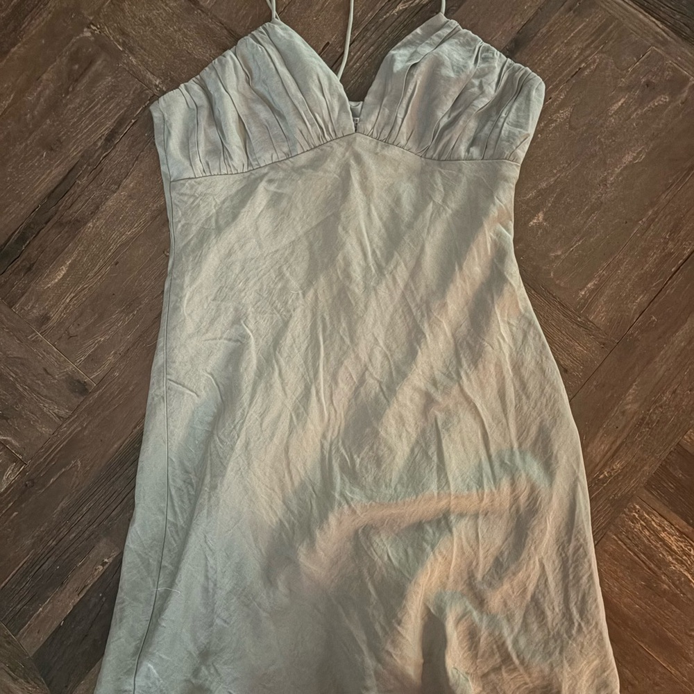 Princess Polly Pale Blue Satin Slip Dress with Spaghetti Straps